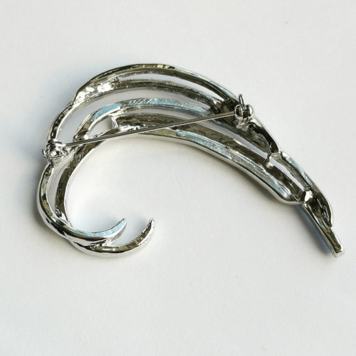 Aigrette Brooch in Clear and Light Blue Crystals