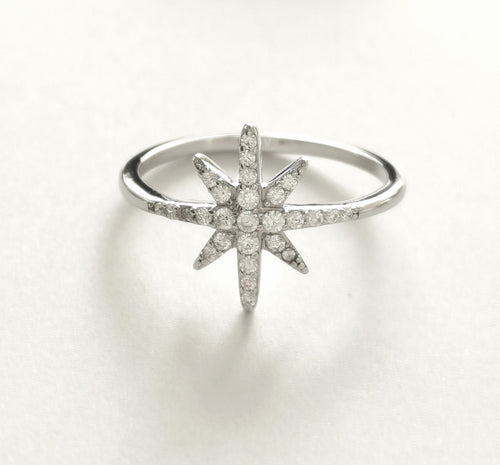 Star Ring in CZ and Sterling Silver