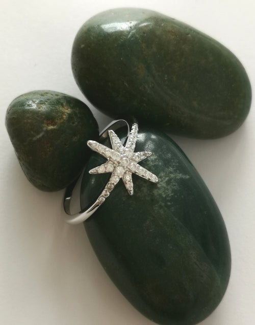 Star Ring in CZ and Sterling Silver