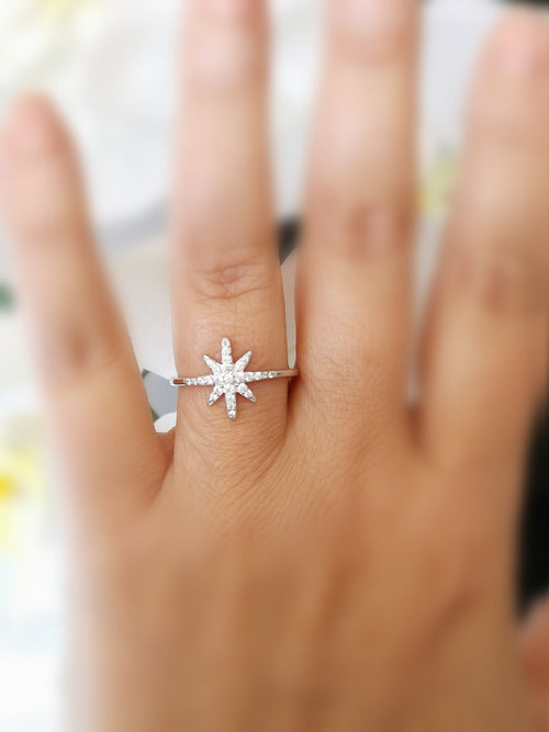 Star Ring in CZ and Sterling Silver