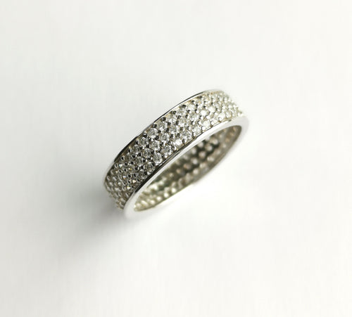 White Sapphire Eternity Band Ring in Sterling Silver