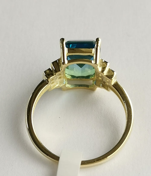 Blue Green Tourmaline Ring in 14k gold Vermeil