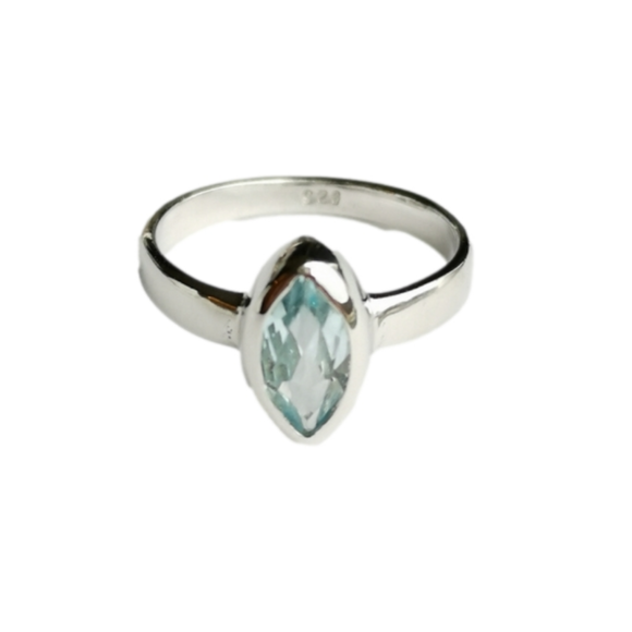 Marquise Cut Blue Topaz Ring in Sterling Silver