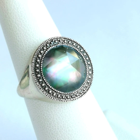 Vintage Labradorite Quartz Ring in Sterling Silver