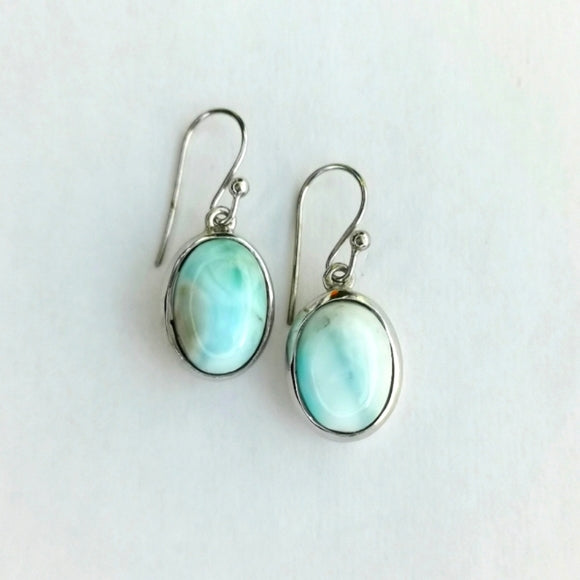 Dominican Larimar Earrings in Sterling Silver