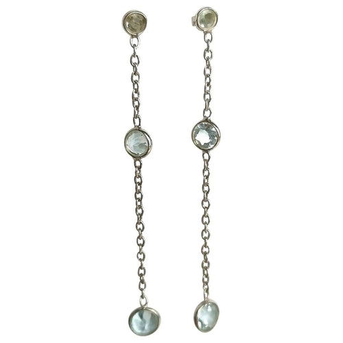 Delicate Sky Blue Topaz Dangle Drop Earrings in Sterling Silver