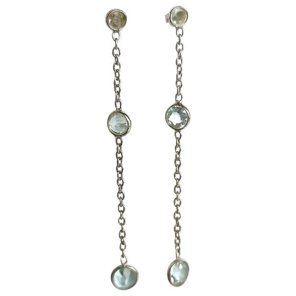 Delicate Sky Blue Topaz Dangle Drop Earrings in Sterling Silver