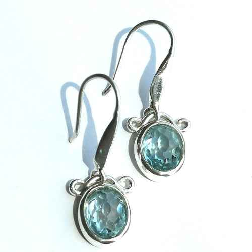 Sky Blue Topaz Dangle Drop Earrings in Sterling Silver