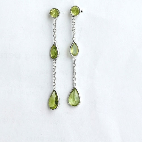 Apple Green Teardrop Peridot Earrings in Sterling Silver