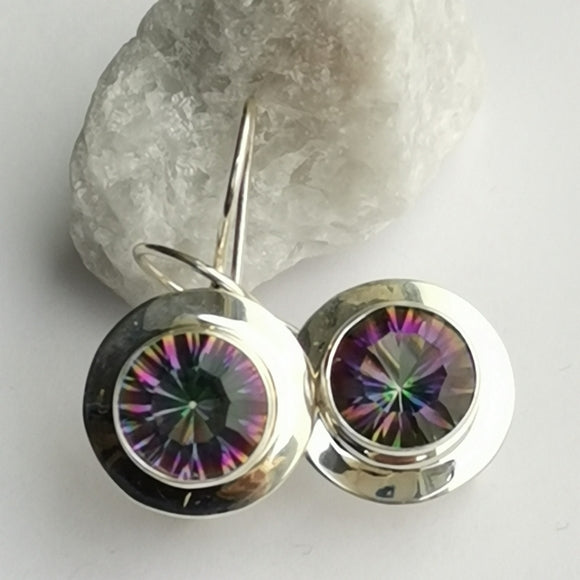 Modernist Mystic Topaz Drop Earrings in Sterling Silver