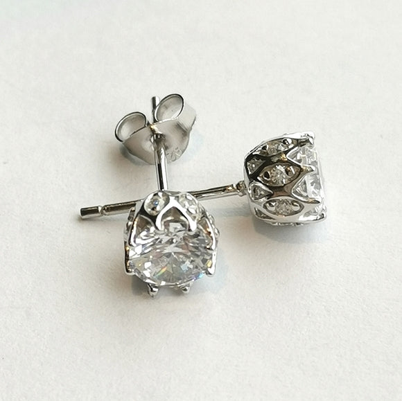 CZ Cathedral Set Stud Earrings in Sterling Silver