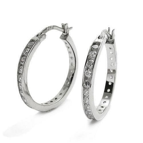 Channel Set CZ Hoop Earrings / Hoops