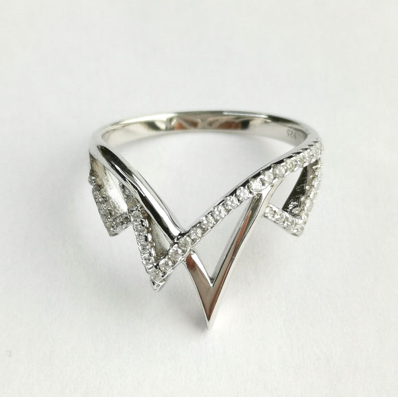 Abstract Icicle Ring in Sterling Silver and CZ