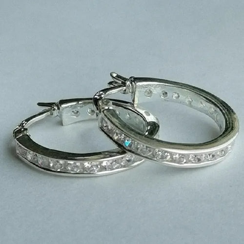 Channel Set CZ Hoop Earrings / Hoops