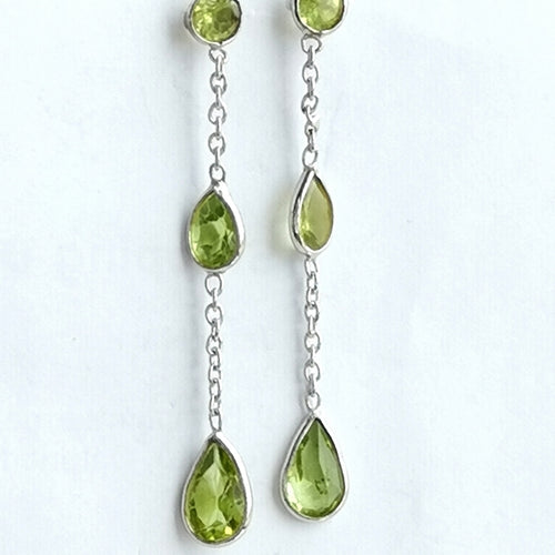 Apple Green Teardrop Peridot Earrings in Sterling Silver