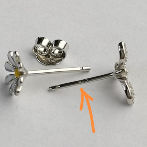 Small Flower and Bee Stud Earrings in Enamel and CZ in Sterling Silver