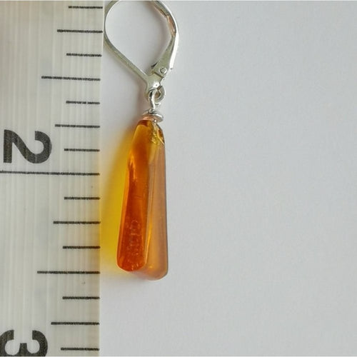 Modernist Baltic  Amber in Sterling Silver Lever Back Earrings