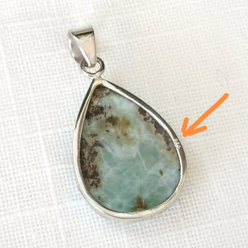 Dominican Teardrop Larimar Pendant in Sterling Silver