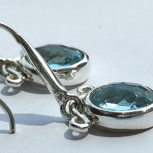 Sky Blue Topaz Dangle Drop Earrings in Sterling Silver