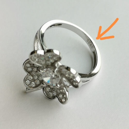 CZ Clover Flower Cocktail Ring in Sterling Silver