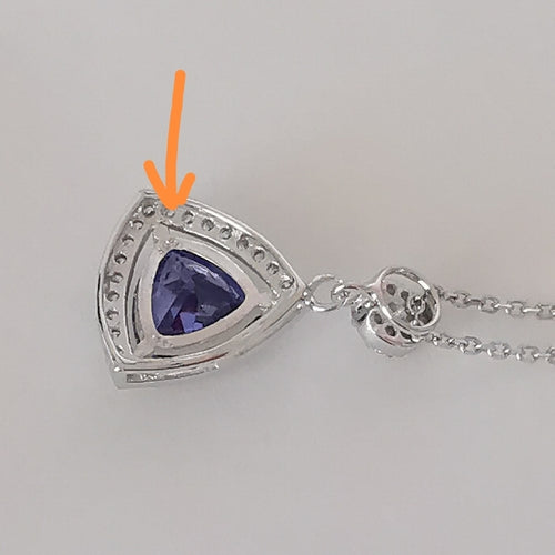 Trillion Sapphire with Halo Pendant Necklace in Sterling Silver