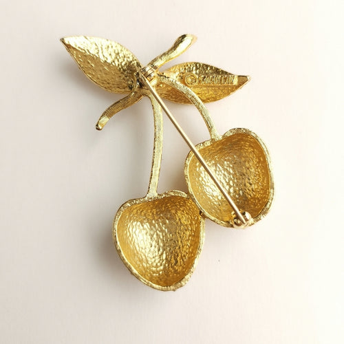 Vintage 1966 Golden Cherries Brooch by Sarah Coventry