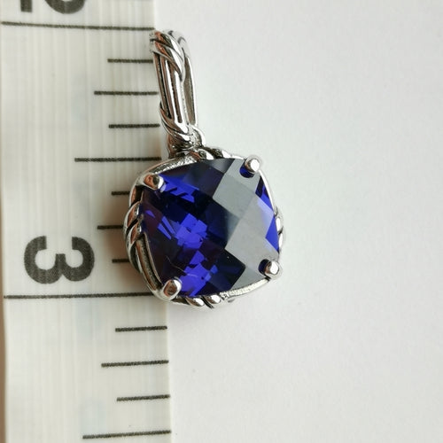 Sapphire Pendant in Sterling Silver Cable Design Setting