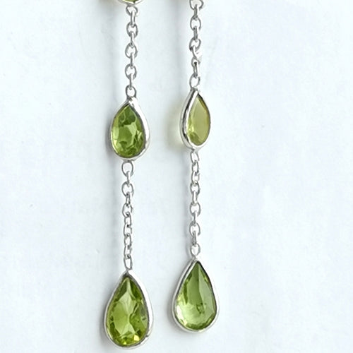 Apple Green Teardrop Peridot Earrings in Sterling Silver