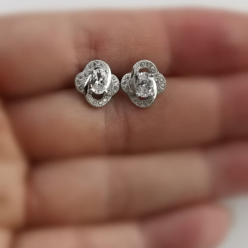 CZ Sterling Silver Love Knot Stud Earrings