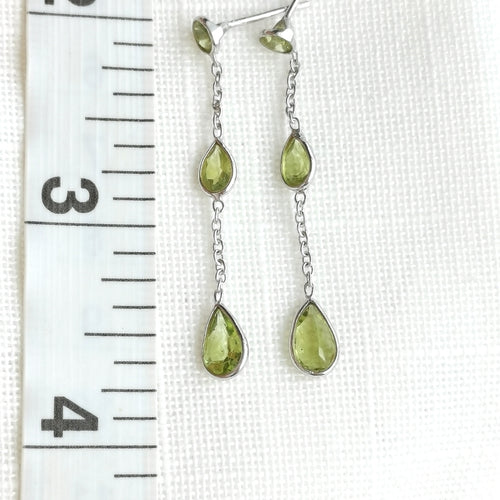 Apple Green Teardrop Peridot Earrings in Sterling Silver