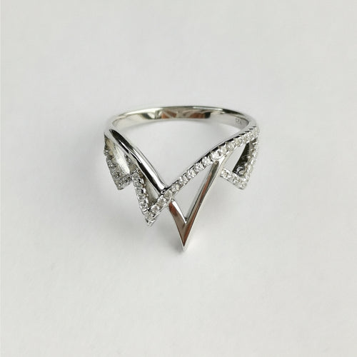 Abstract Icicle Ring in Sterling Silver and CZ