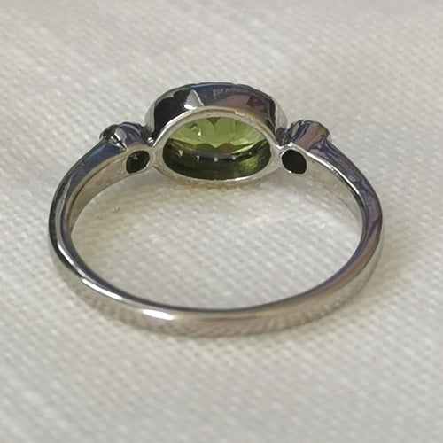 Oval Peridot Gemstone Ring in Sterling Silver