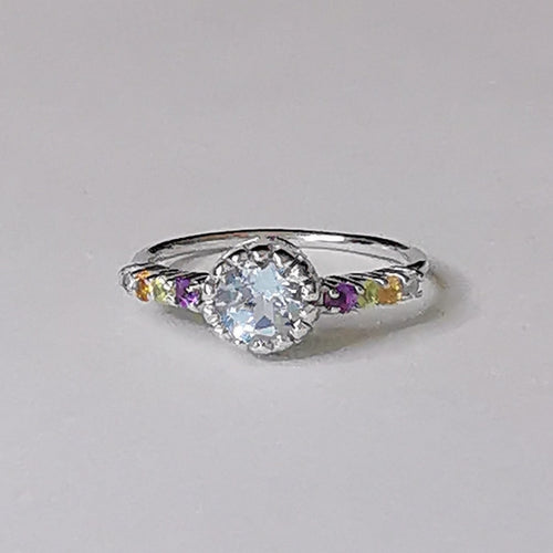 Multi Gemstone Blue Topaz Ring in Sterling Silver