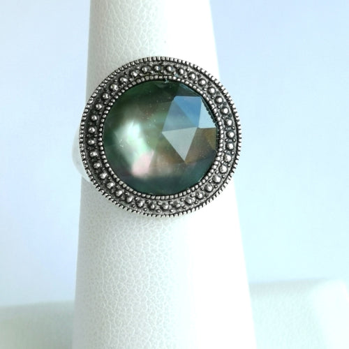 Vintage Labradorite Quartz Ring in Sterling Silver