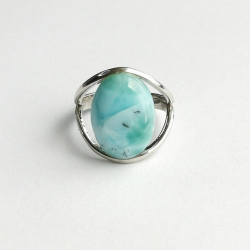 Cabochon Larimar Ring In Sterling Silver