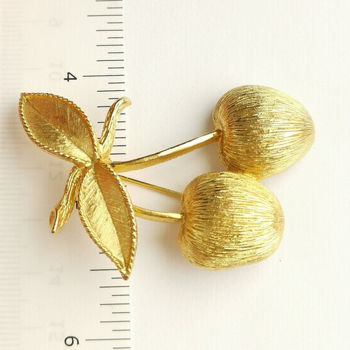 Vintage 1966 Golden Cherries Brooch by Sarah Coventry