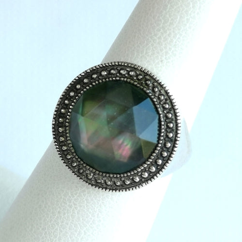 Vintage Labradorite Quartz Ring in Sterling Silver