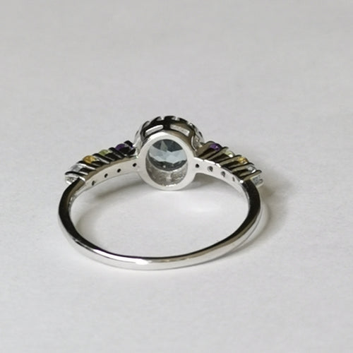 Multi Gemstone Blue Topaz Ring in Sterling Silver