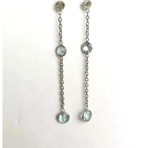 Delicate Sky Blue Topaz Dangle Drop Earrings in Sterling Silver