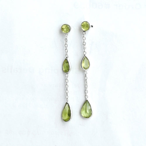 Apple Green Teardrop Peridot Earrings in Sterling Silver