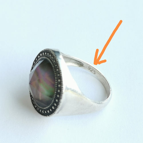 Vintage Labradorite Quartz Ring in Sterling Silver