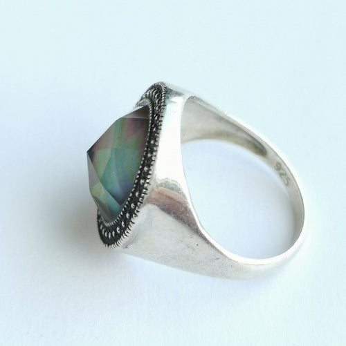 Vintage Labradorite Quartz Ring in Sterling Silver