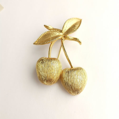 Vintage 1966 Golden Cherries Brooch by Sarah Coventry