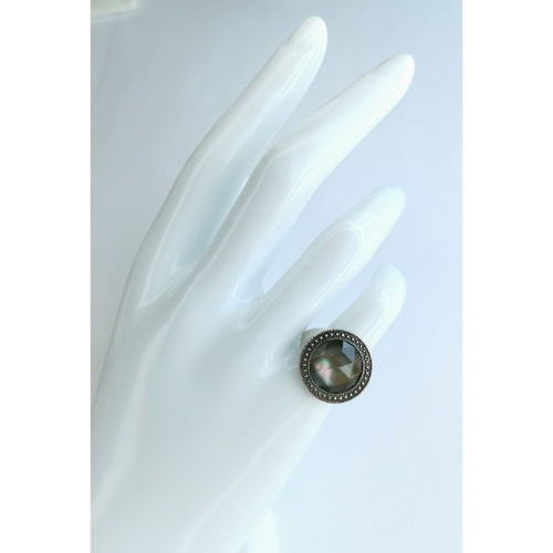 Vintage Labradorite Quartz Ring in Sterling Silver