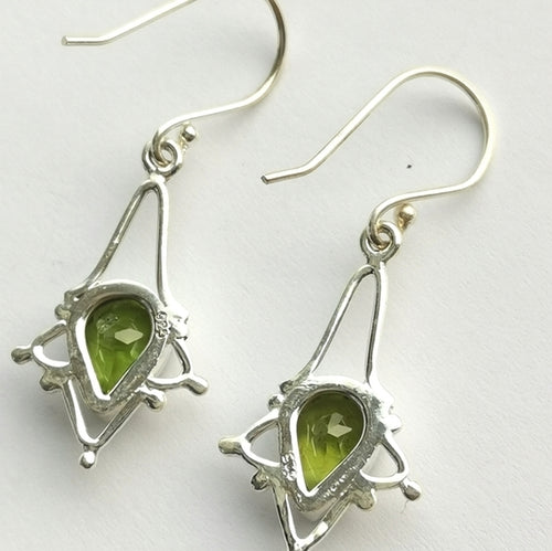 "Sparklers" Peridot Dangle Drop Earrings in Sterling Silver