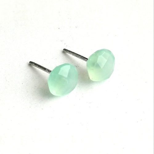 Aqua Chalcedony Stud Earrings on Sterling Silver Post