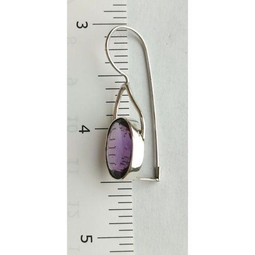 Oval Cut Brazilian Amethyst Drop Earrings in Sterling Silver