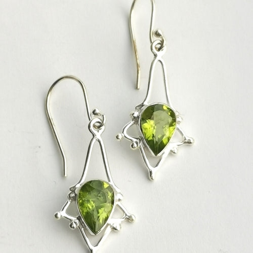 "Sparklers" Peridot Dangle Drop Earrings in Sterling Silver