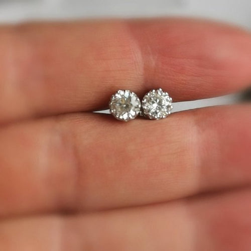 Small Cathedral Set CZ Stud Earrings in Sterling Silver