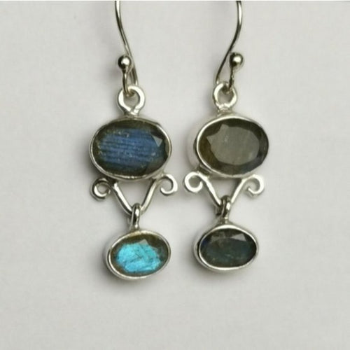 Labradorite Dangle Drop Earrings in Sterling Silver